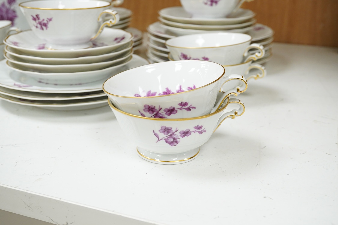 A Limoges Vincennes porcelain tea set to include milk jug, cups and saucers and teapot